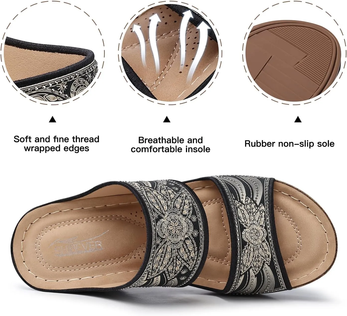 SHIBEVER Wedge Sandals For Women Dressy: Comfortable Summer - Slip On Womens Sandal