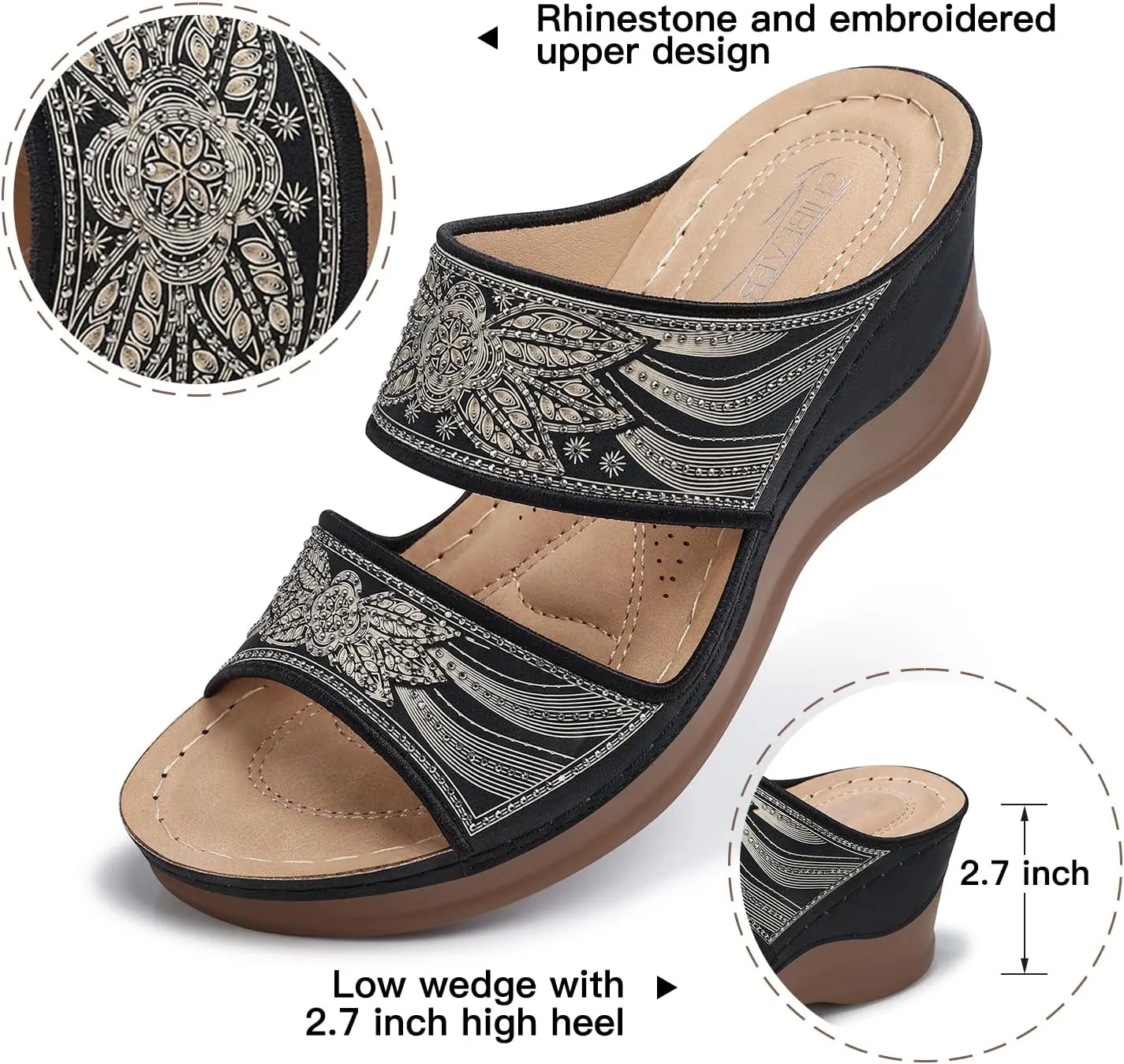SHIBEVER Wedge Sandals For Women Dressy: Comfortable Summer - Slip On Womens Sandal