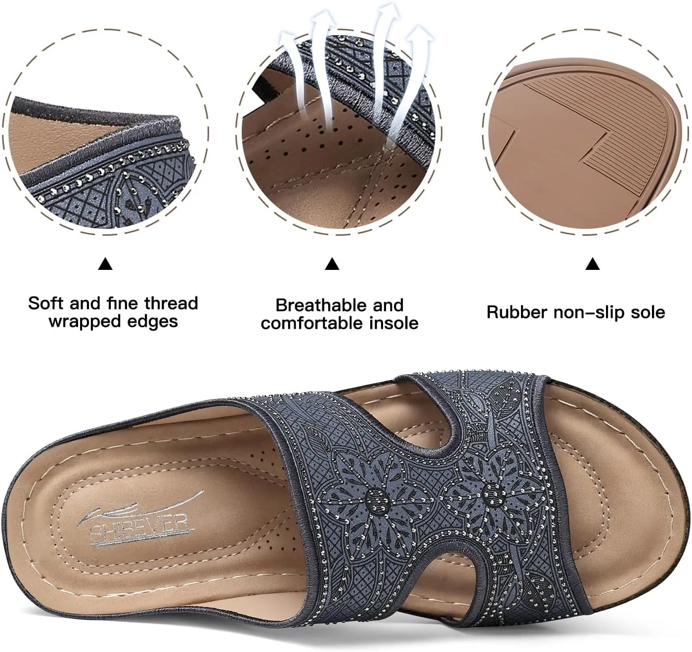 SHIBEVER Wedge Sandals For Women Dressy: Comfortable Summer - Slip On Womens Sandal
