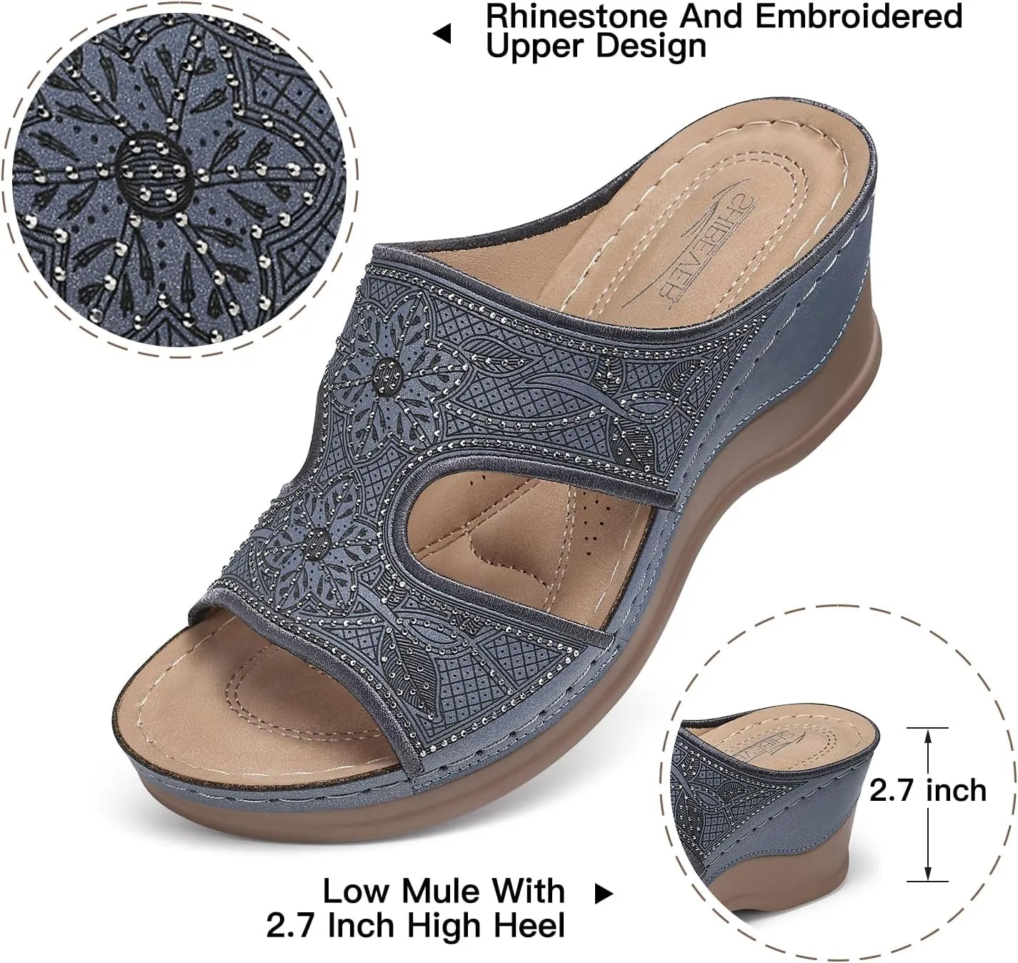 SHIBEVER Wedge Sandals For Women Dressy: Comfortable Summer - Slip On Womens Sandal