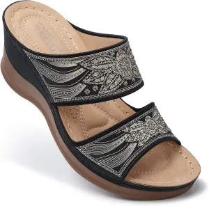 SHIBEVER Wedge Sandals For Women Dressy: Comfortable Summer - Slip On Womens Sandal
