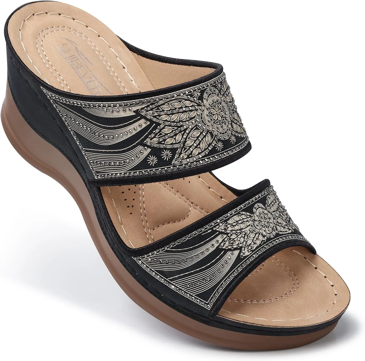 SHIBEVER Wedge Sandals For Women Dressy: Comfortable Summer - Slip On Womens Sandal