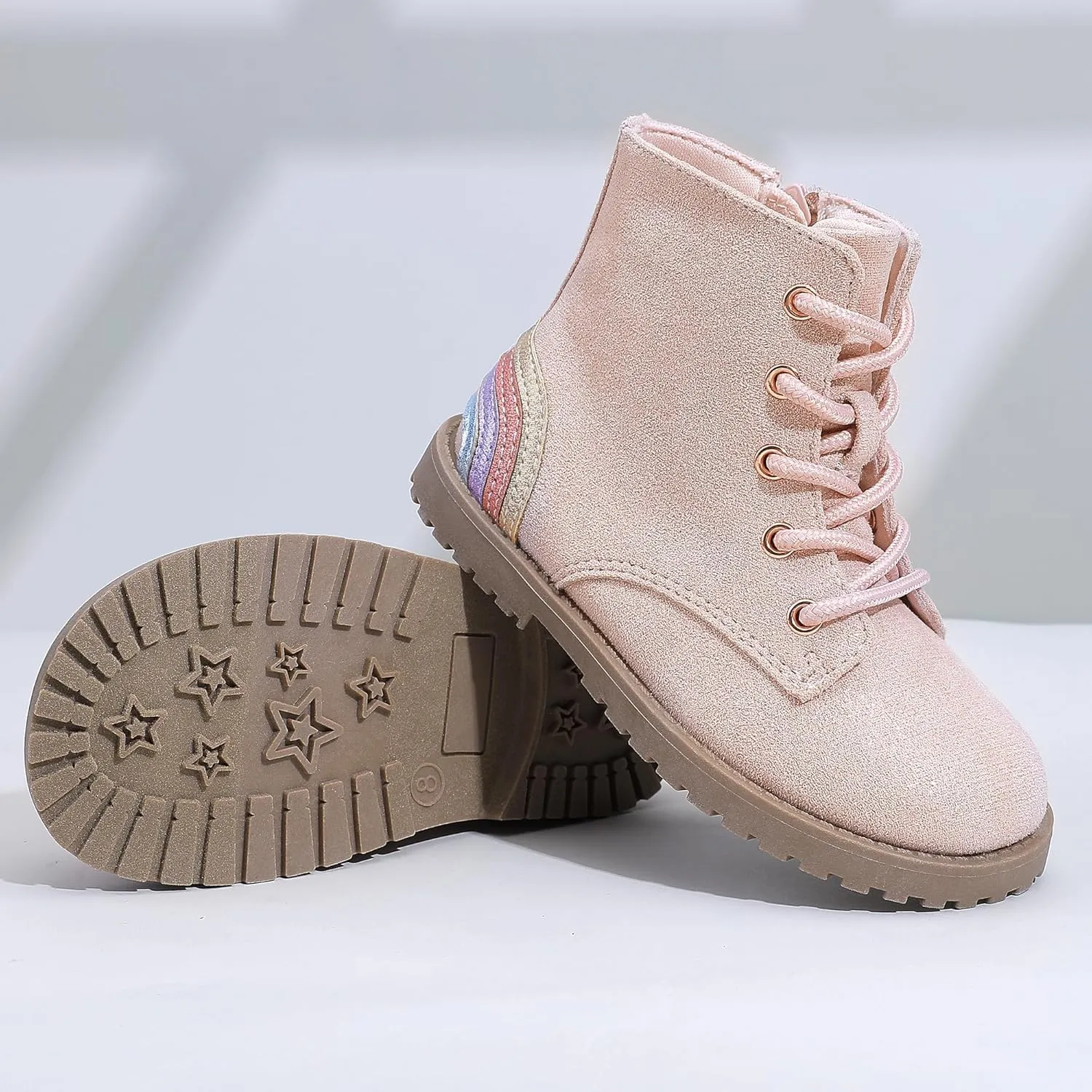 shoeslocker Gilrs Boots with Zipper Suede Toddler Ankel Booties Fashion Rainbow Boots for Toddler/Little Kids
