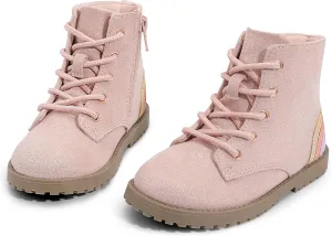 shoeslocker Gilrs Boots with Zipper Suede Toddler Ankel Booties Fashion Rainbow Boots for Toddler/Little Kids