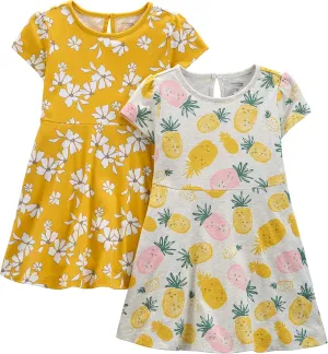 Simple Joys by Carter's Girls' Short-Sleeve and Sleeveless Dress Sets, Pack of 2