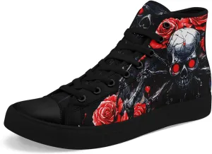 Skull Shoes for Women Men High Top Canvas Sneaker Punk Rock Joker Print Shoes Student Casual Walking Streetwear