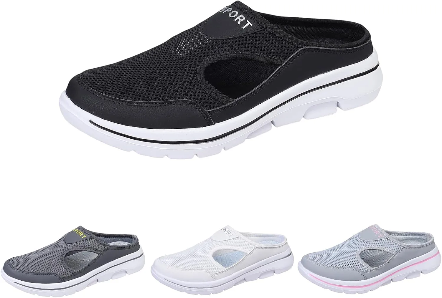 Slip On Mules for Women Men Lightweight Open Back Closed Toe Walking Shoes Summer Breathable Comfort Slides Slippers Indoor Outdoor Unisex
