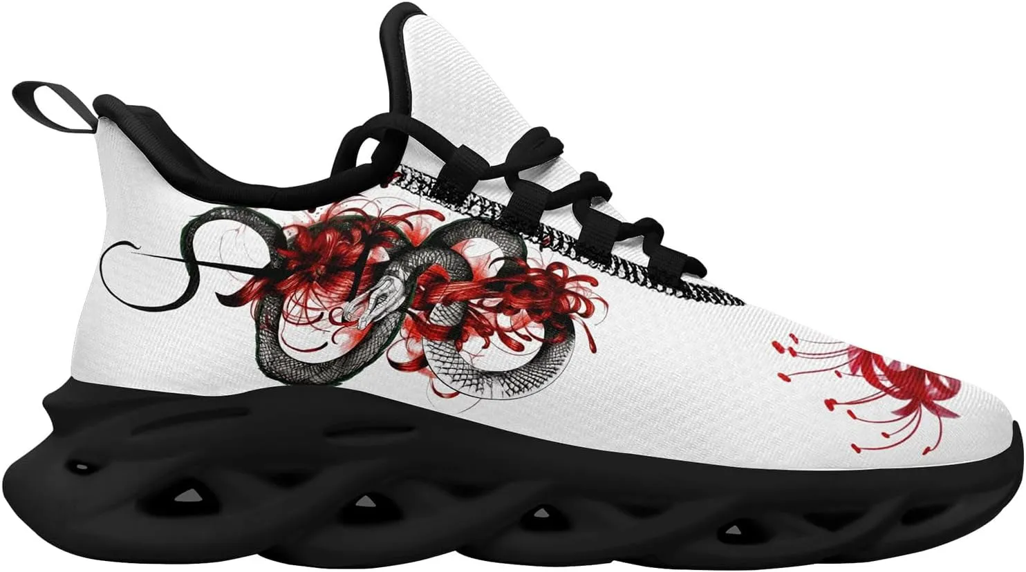 Snake Fashion Sneakers Running Shoes Comfortable Cushioned Walking Shoes for Women Men