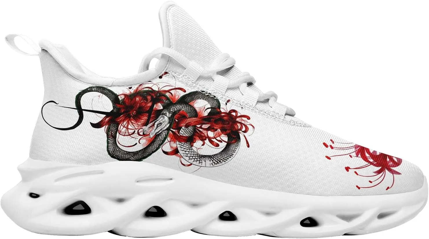 Snake Fashion Sneakers Running Shoes Comfortable Cushioned Walking Shoes for Women Men