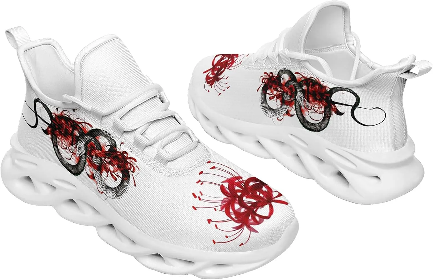 Snake Fashion Sneakers Running Shoes Comfortable Cushioned Walking Shoes for Women Men