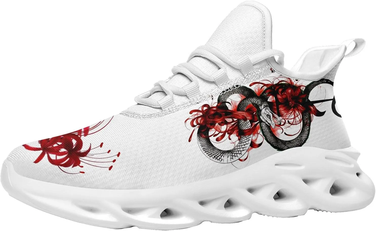 Snake Fashion Sneakers Running Shoes Comfortable Cushioned Walking Shoes for Women Men