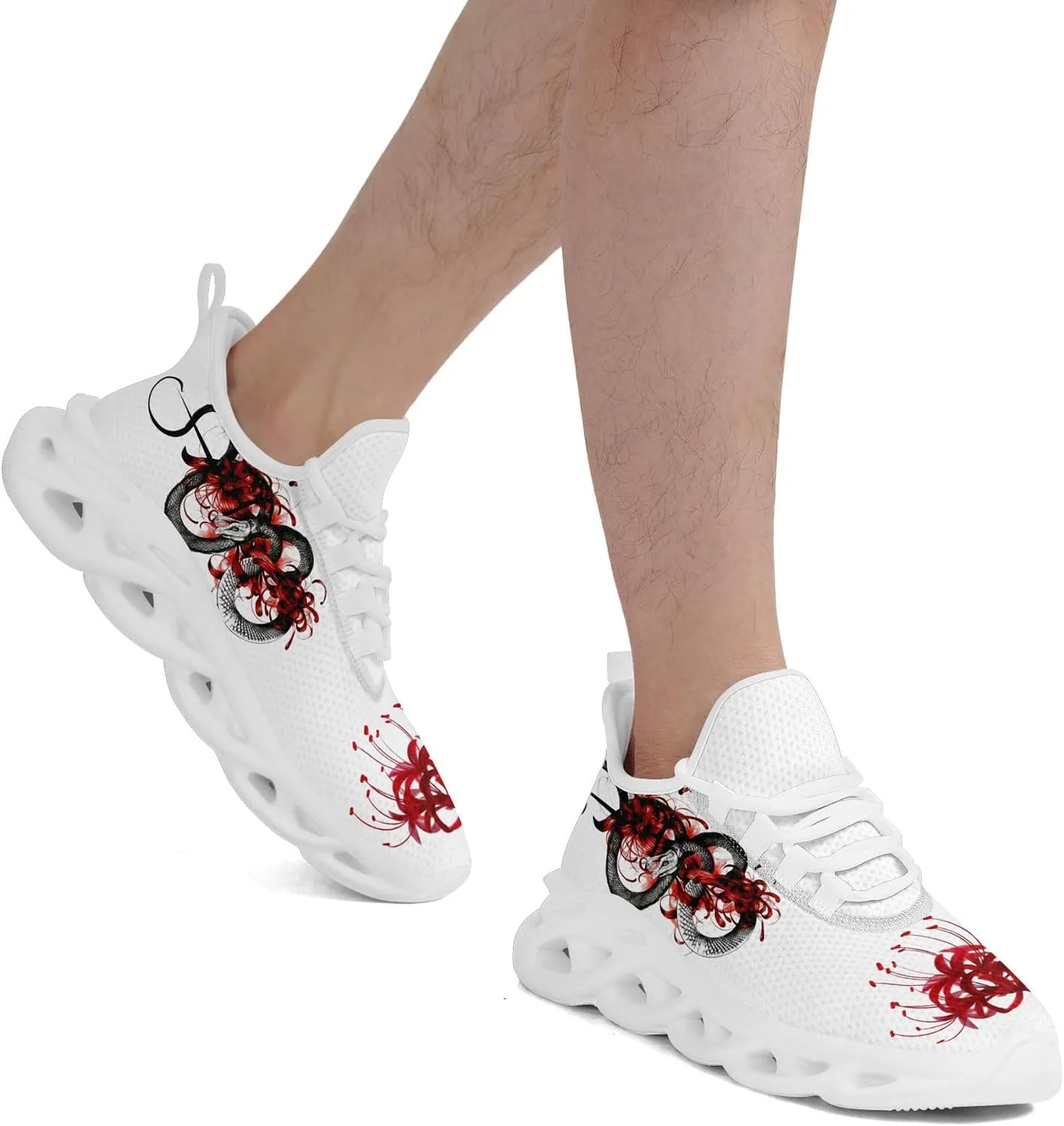 Snake Fashion Sneakers Running Shoes Comfortable Cushioned Walking Shoes for Women Men