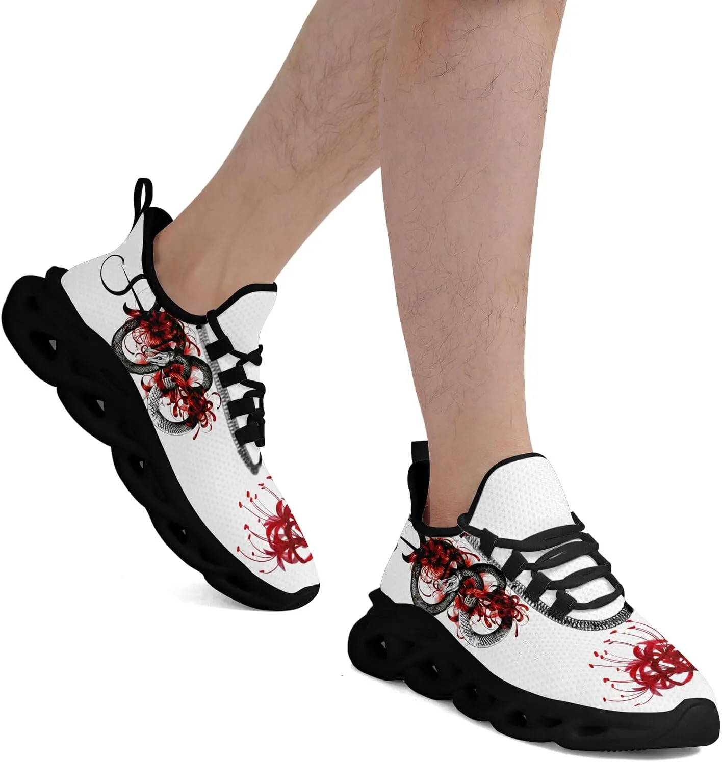 Snake Fashion Sneakers Running Shoes Comfortable Cushioned Walking Shoes for Women Men