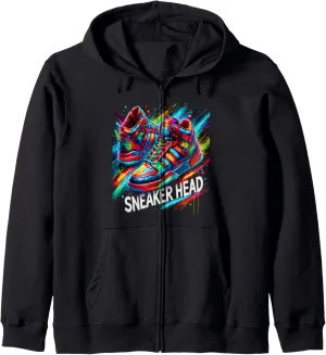 Sneaker Head Urban Streetwear Retro Kicks Enthusiast Zip Hoodie
