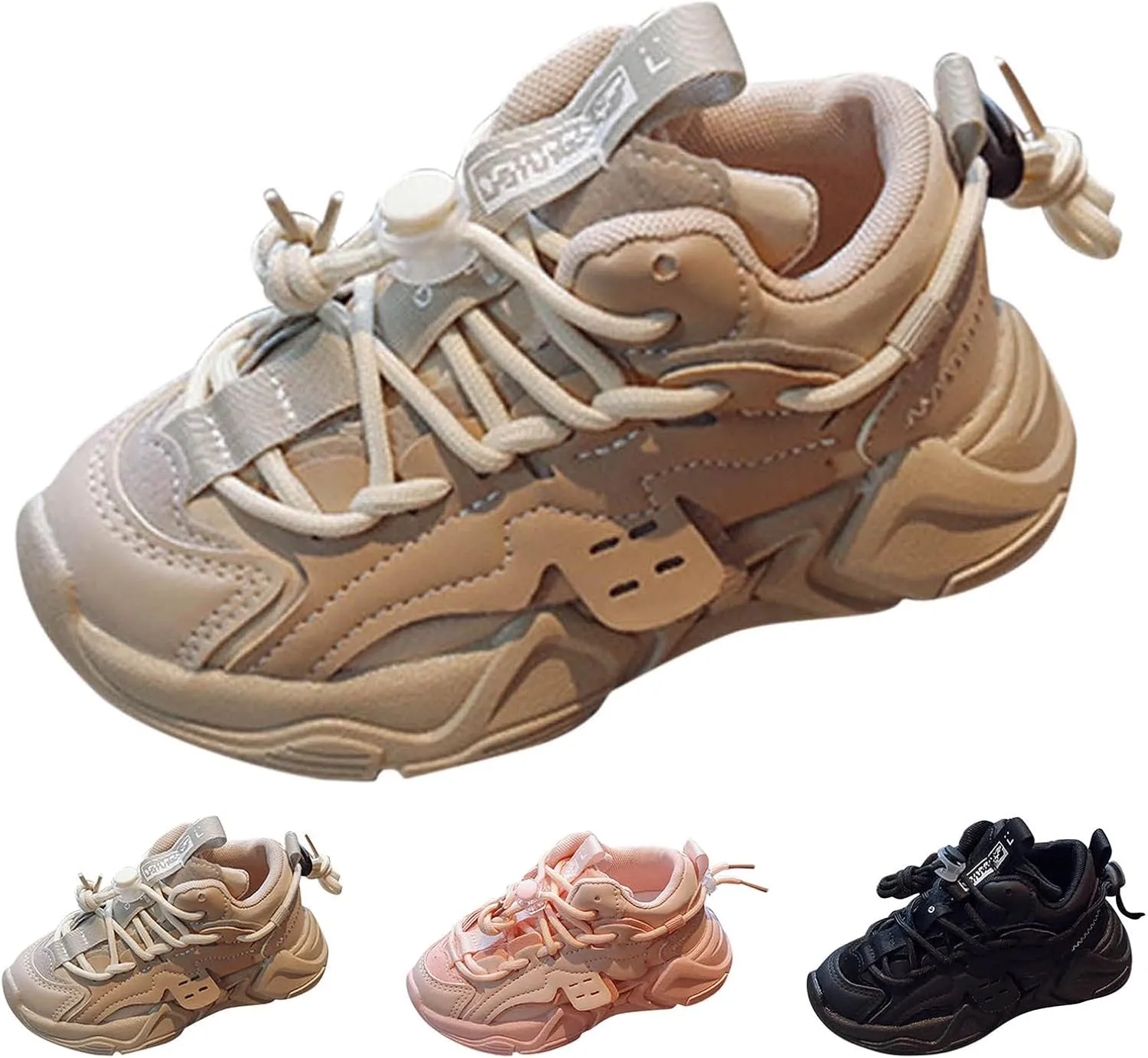 Sneaker Kids Spring and Autumn Children Sports Shoes for Boys and Girls Thick Bottom Non Slip Lace Up Warm Solid Color