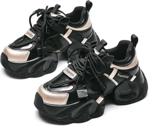 Sneakers Women's Fashion Sneakers Thick Bottom Colorblocking Chunky Casual Mesh Breathable Fashion Lace-up Shoes Women's Oxfords Comforts Platform Shoes for Women
