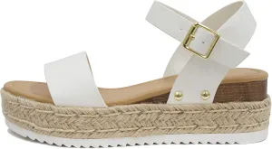 SODA Clip Womens Casual Espadrilles Trim Flatform Studded Wedge