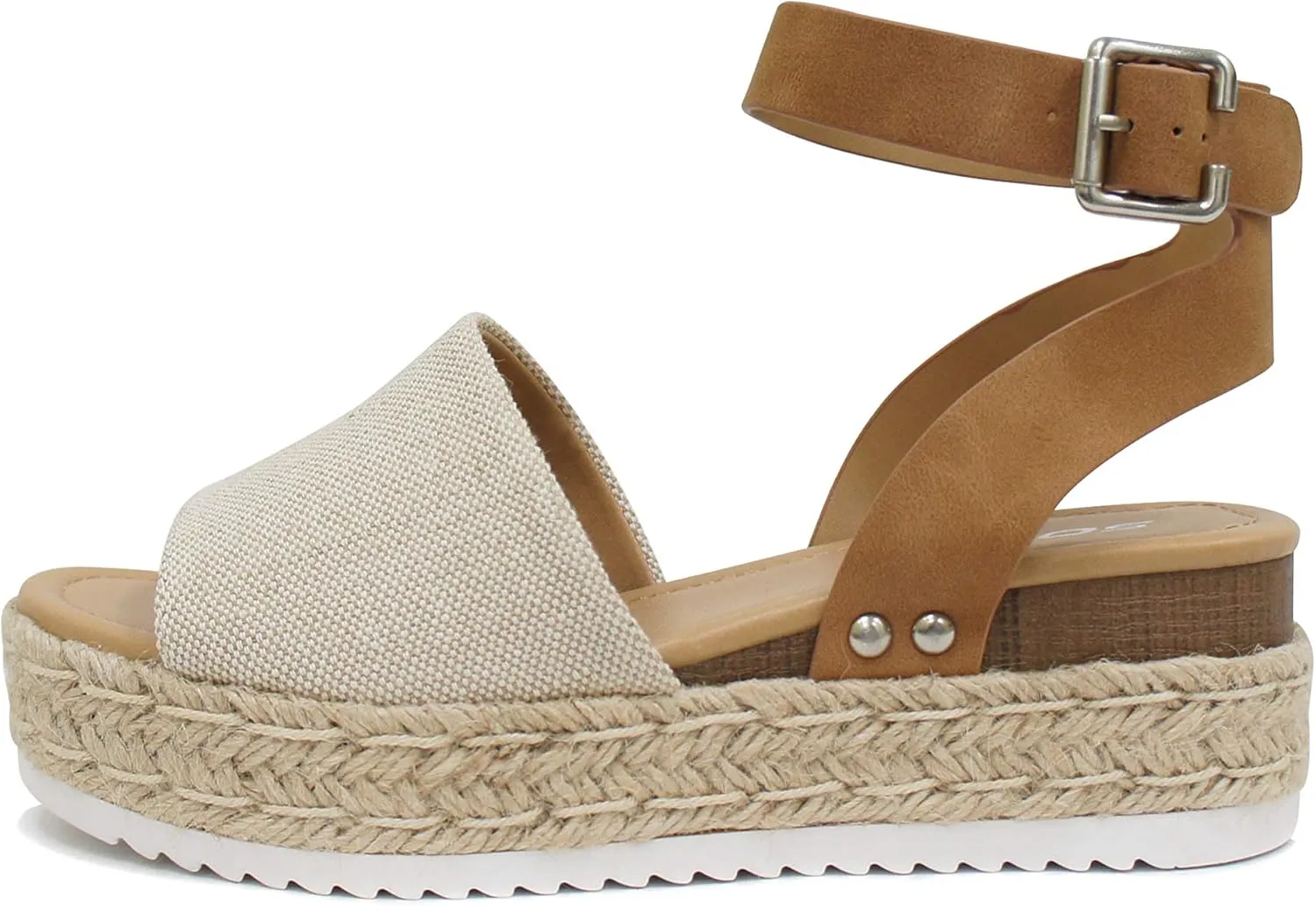 SODA Clip Womens Casual Espadrilles Trim Flatform Studded Wedge