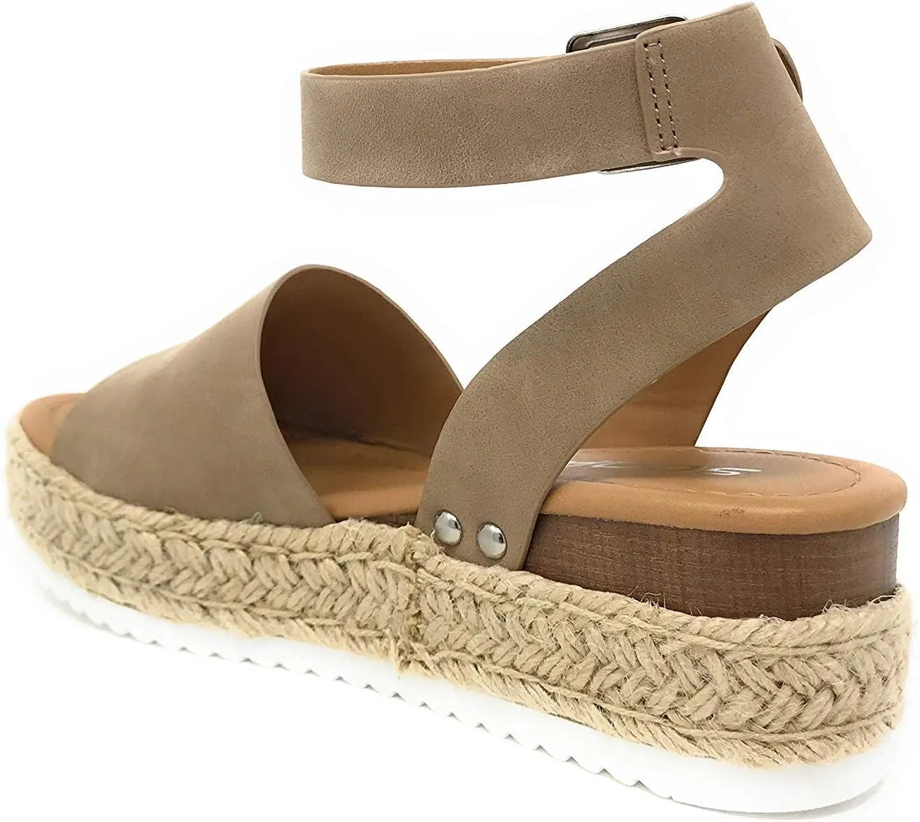 SODA Clip Womens Casual Espadrilles Trim Flatform Studded Wedge