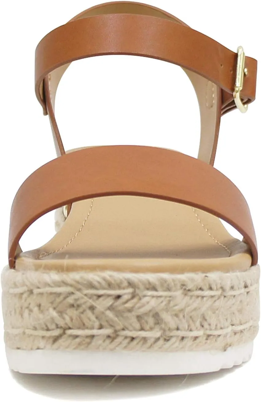 SODA Clip Womens Casual Espadrilles Trim Flatform Studded Wedge