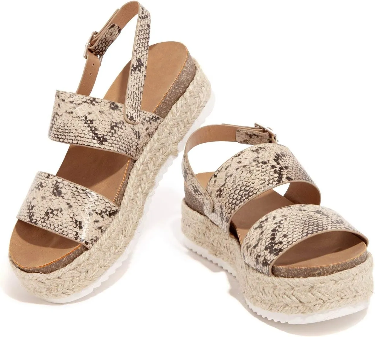 SODA Clip Womens Casual Espadrilles Trim Flatform Studded Wedge