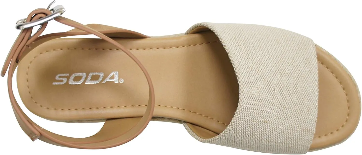 SODA Clip Womens Casual Espadrilles Trim Flatform Studded Wedge