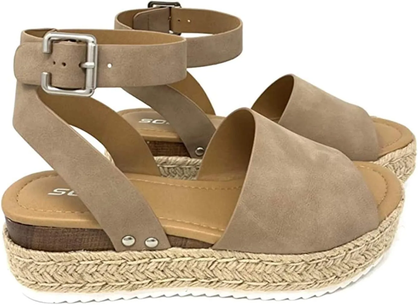 SODA Clip Womens Casual Espadrilles Trim Flatform Studded Wedge