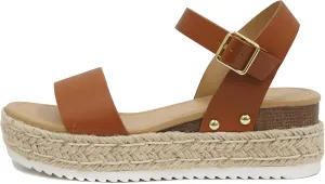 SODA Clip Womens Casual Espadrilles Trim Flatform Studded Wedge