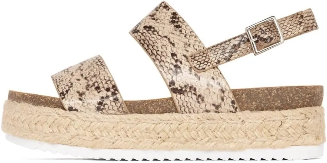 SODA Clip Womens Casual Espadrilles Trim Flatform Studded Wedge