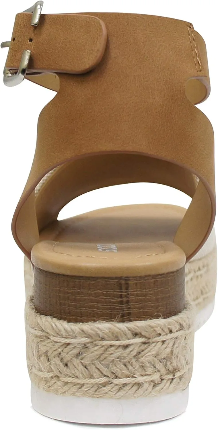 SODA Clip Womens Casual Espadrilles Trim Flatform Studded Wedge