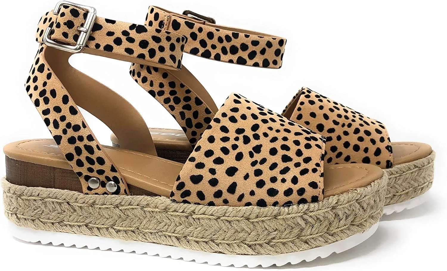 Soda Clip Womens Casual Espadrilles Trim Flatform Studded Wedge