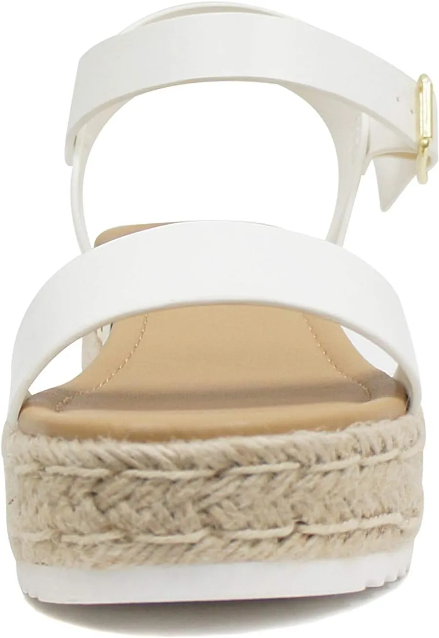 SODA Clip Womens Casual Espadrilles Trim Flatform Studded Wedge