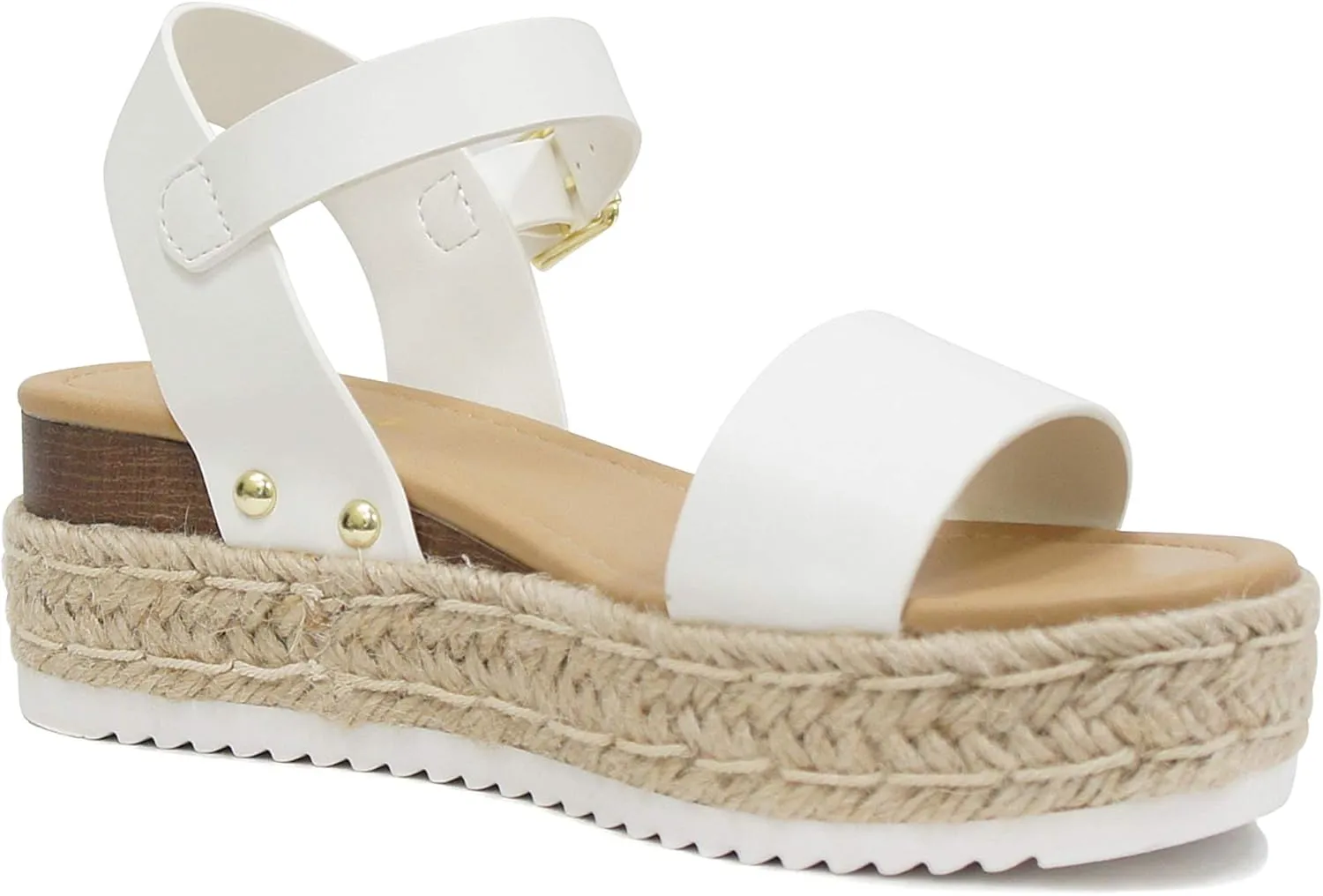 SODA Clip Womens Casual Espadrilles Trim Flatform Studded Wedge