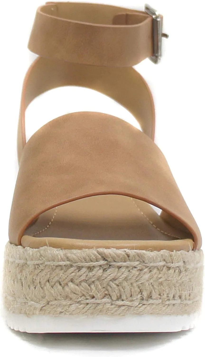 Soda Clip Womens Casual Espadrilles Trim Flatform Studded Wedge