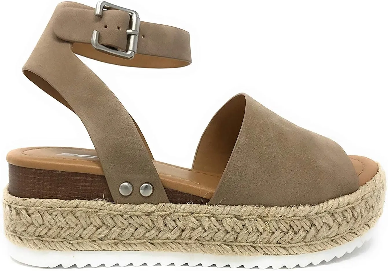 SODA Clip Womens Casual Espadrilles Trim Flatform Studded Wedge