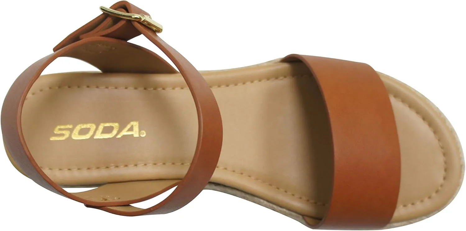SODA Clip Womens Casual Espadrilles Trim Flatform Studded Wedge