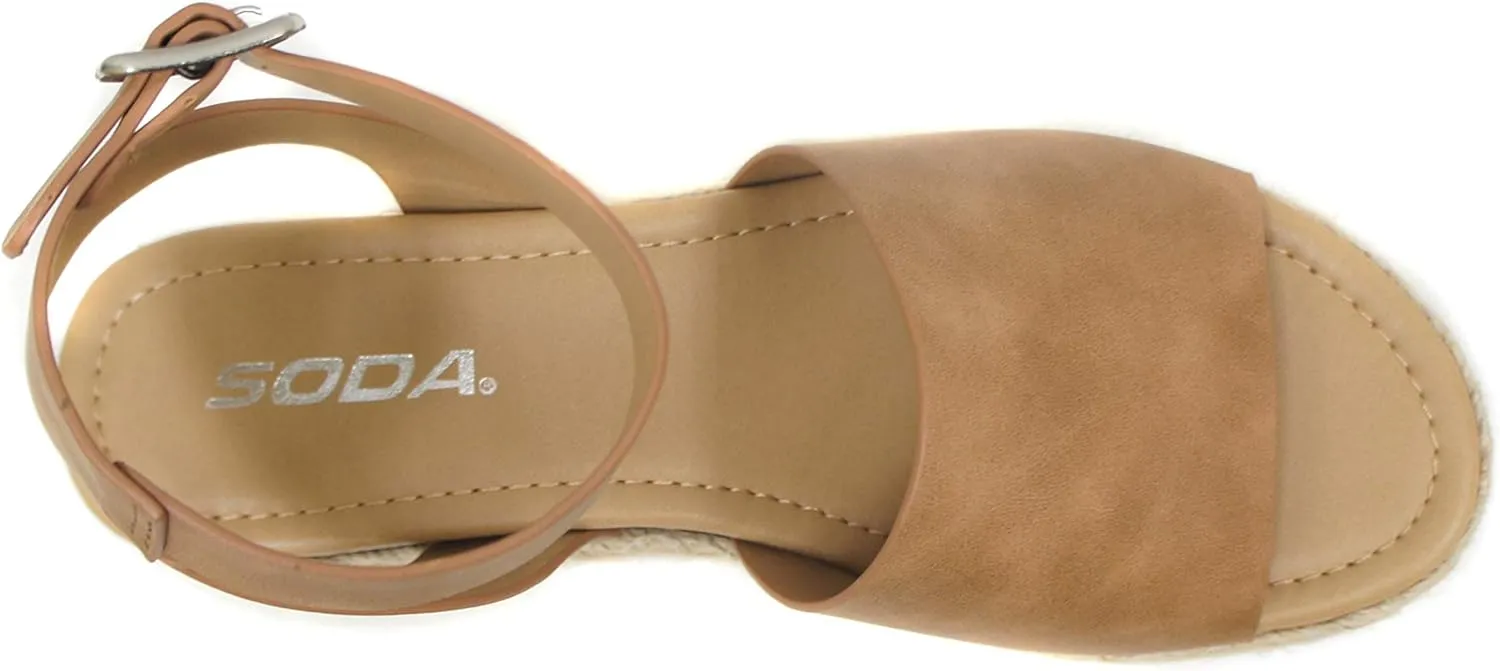 Soda Clip Womens Casual Espadrilles Trim Flatform Studded Wedge