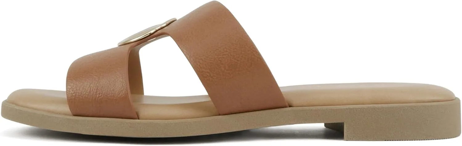 Soda “Flash” ~ Women Square Toe Ornamented H-Band Slip-On Sandals