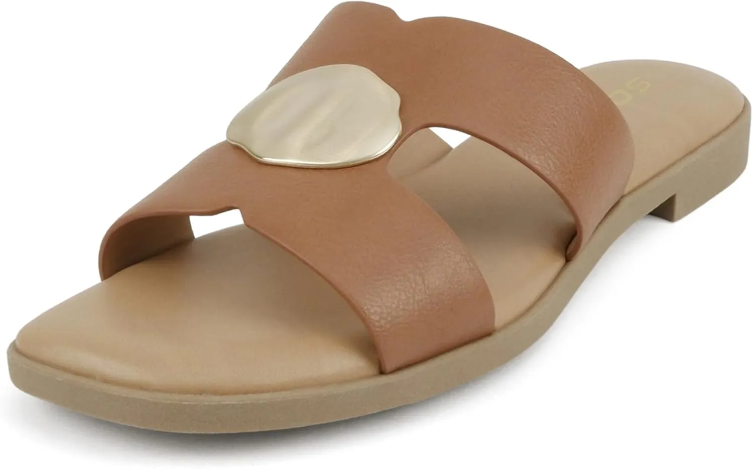 Soda “Flash” ~ Women Square Toe Ornamented H-Band Slip-On Sandals