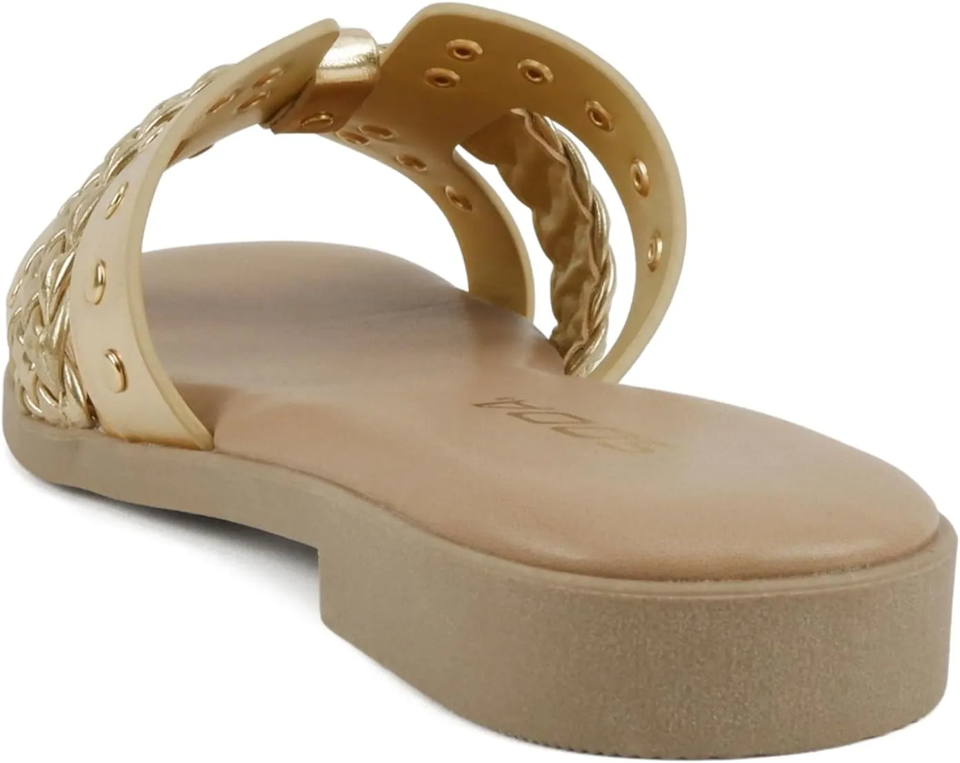 Soda “Flash” ~ Women Square Toe Ornamented H-Band Slip-On Sandals