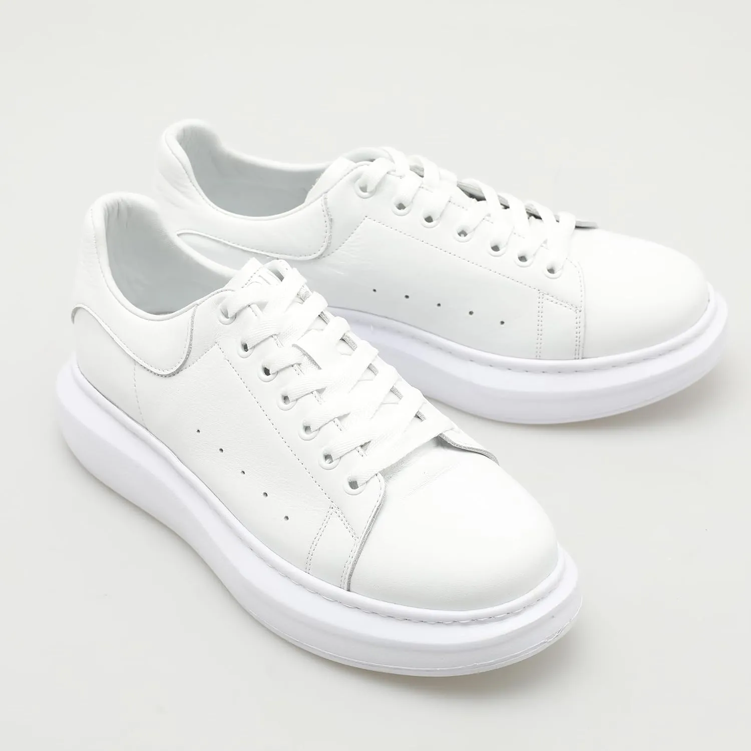 SOLL Queen II Men's Casual Sneakers | Genuine Leather Perforated Oversizded Thick Sole Shoes