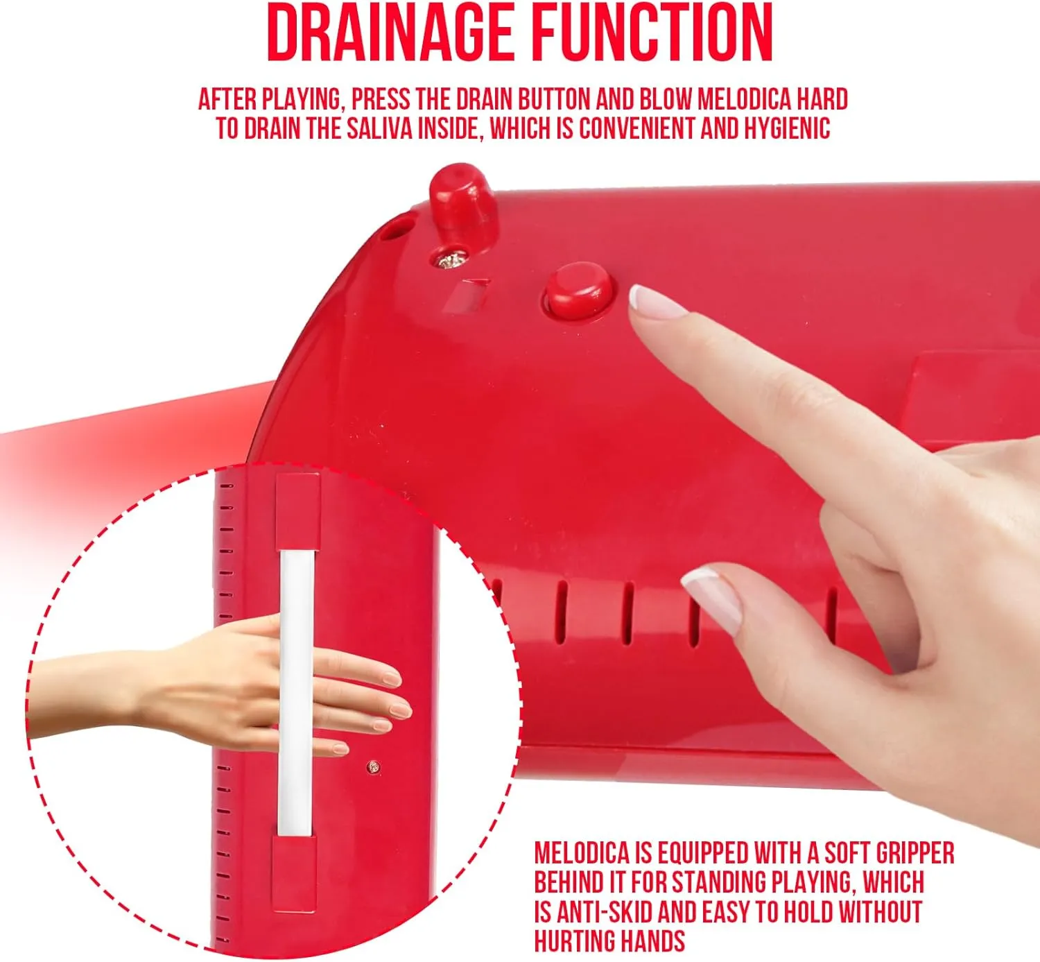 Soulmate 32 Keys Melodica Instrument for Kids, Air Piano Keyboard Soprano Melodica with Soft Long Tubes, Short Mouthpieces and Carrying Bag for Beginners Adults Gift, Red