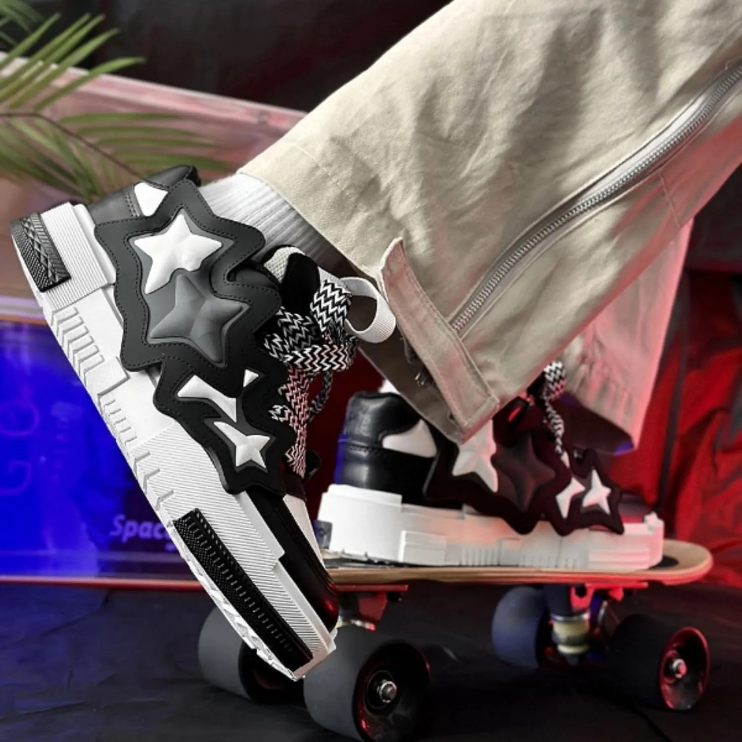 Star Chunky Sneakers for Women Men Trendy Casual Aesthetic Skate Walking Shoes Platform Streetwear Shoes