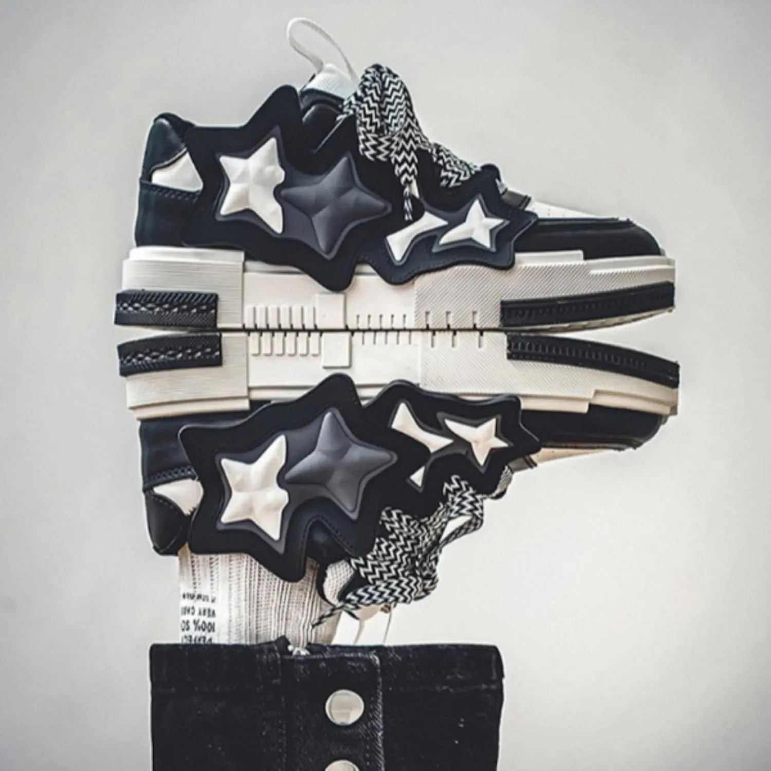 Star Chunky Sneakers for Women Men Trendy Casual Aesthetic Skate Walking Shoes Platform Streetwear Shoes