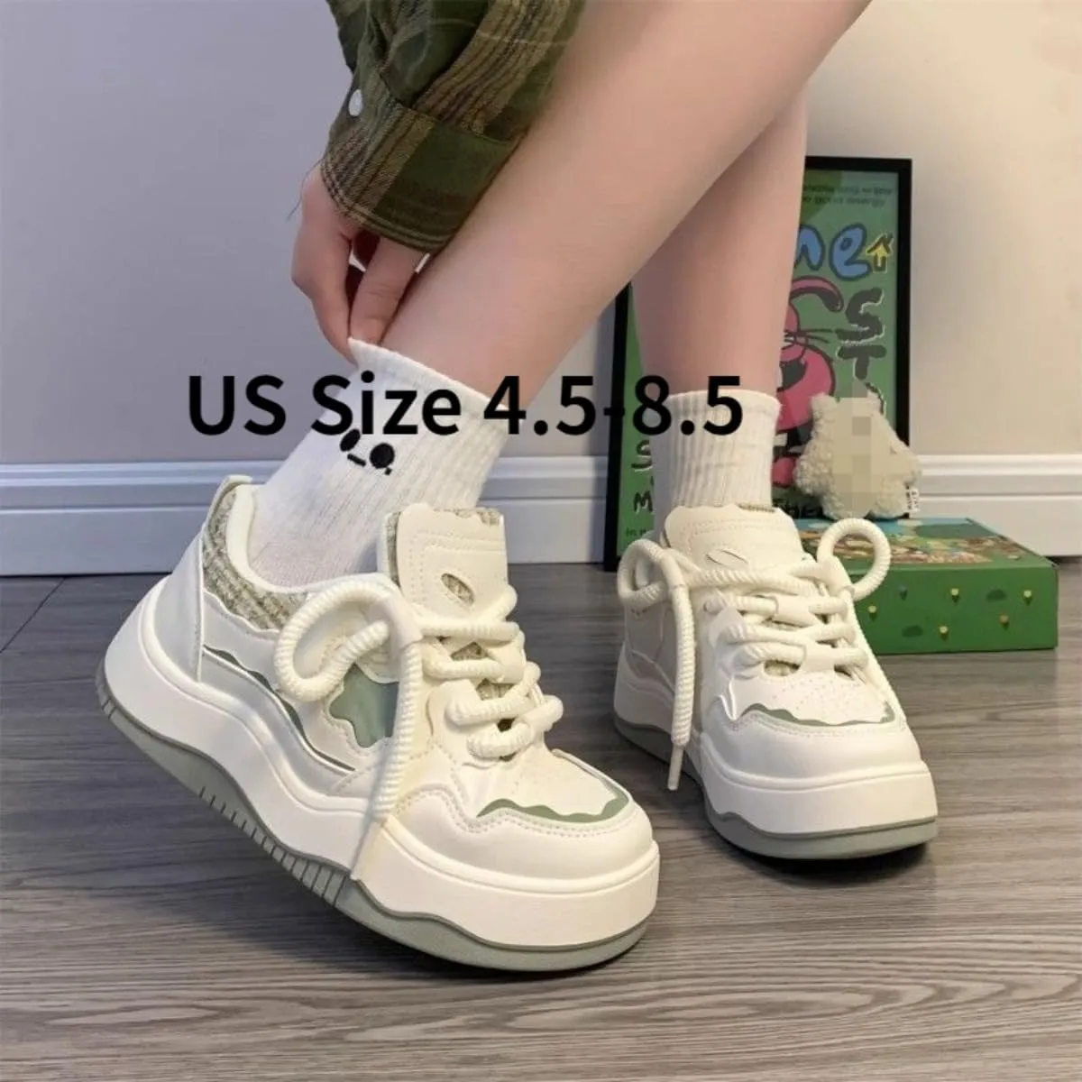Star Platform Shoes, Cute Sneakers for Women Walking Outdoor, Thick Soled Shoes, Stylish Casual Shoes for Sports