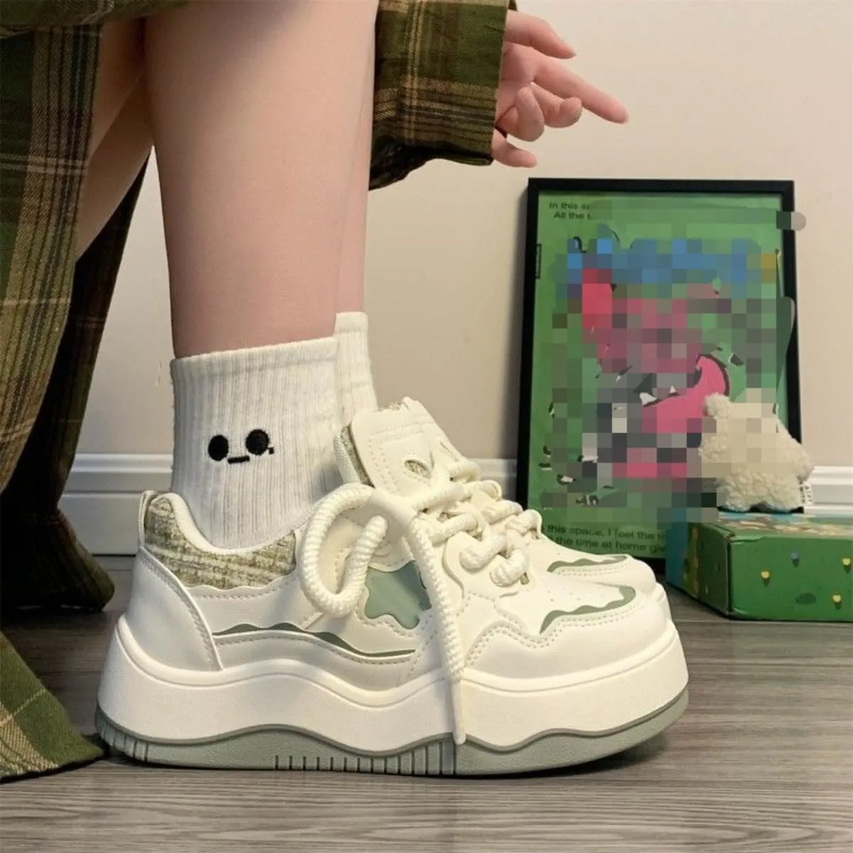 Star Platform Shoes, Cute Sneakers for Women Walking Outdoor, Thick Soled Shoes, Stylish Casual Shoes for Sports