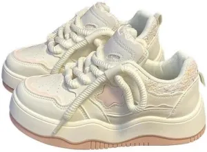 Star Platform Sneakers for Women - Chunky Cute Aesthetic Shoes, Thick Sole Anti-Slip Comfort US 4-8 (Gifts, Charms)