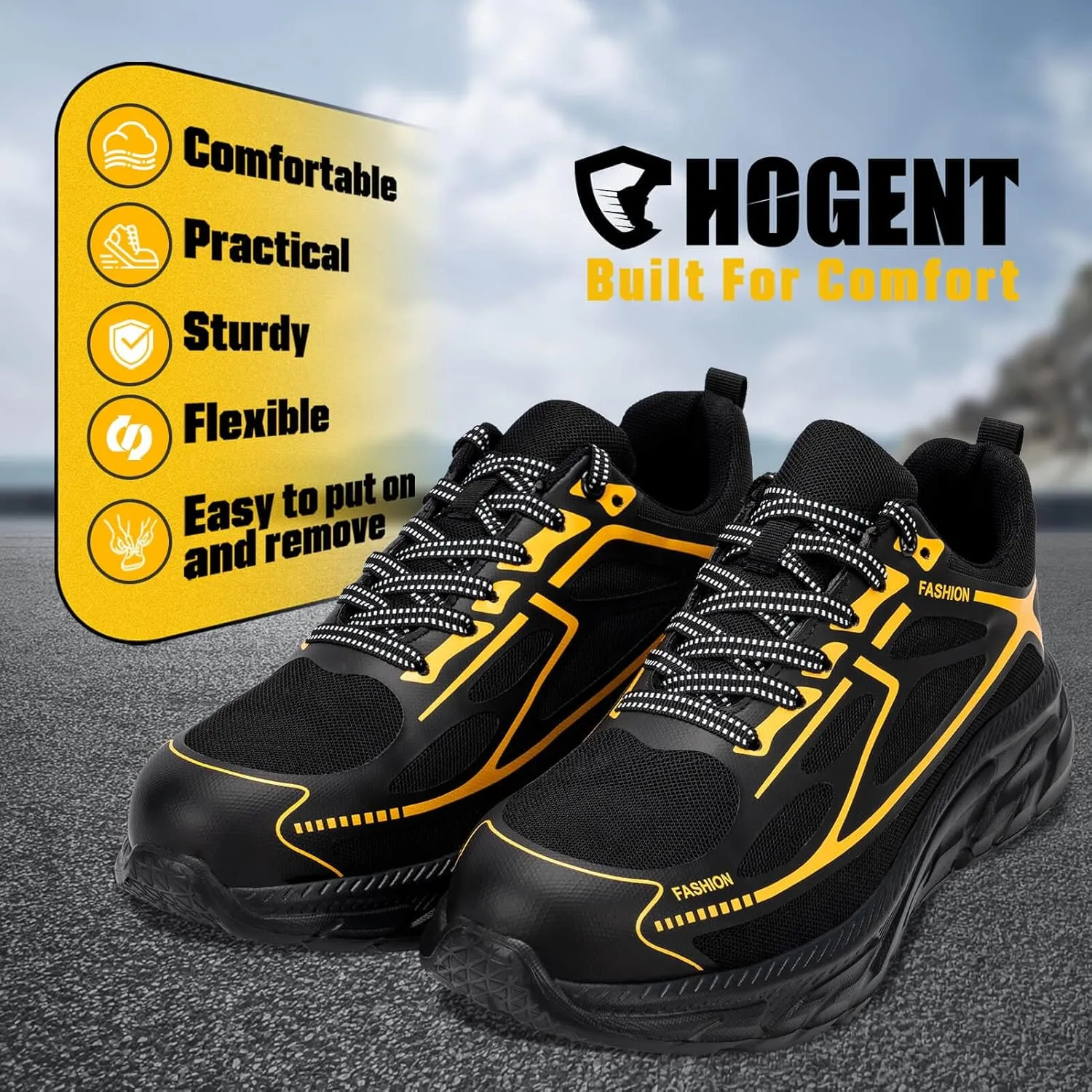 Steel Toe Shoes for Women Men Wide Non Slip Composite Work Sneakers Indestructible Comfortable Safety Tennis Shoes Lightweight Breathable Construction Sneakers Puncture Proof Ergonomic Design