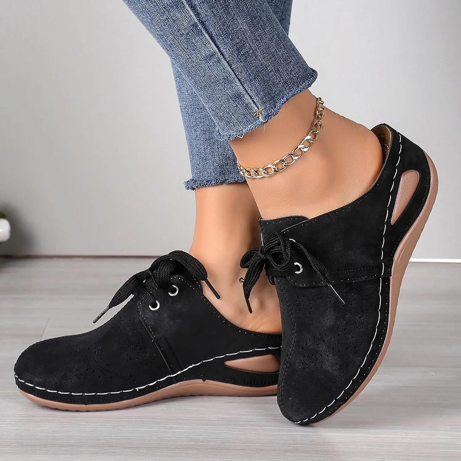 Summer Sandals for Women 2025,Closed Toe Cutout Strap Lace Up Orthopedic Wide Width Slip On Slides Ladies Low Wedge Heel Comfy Cushioned Footbed Arch Support Recovery Mules Casual Shoes