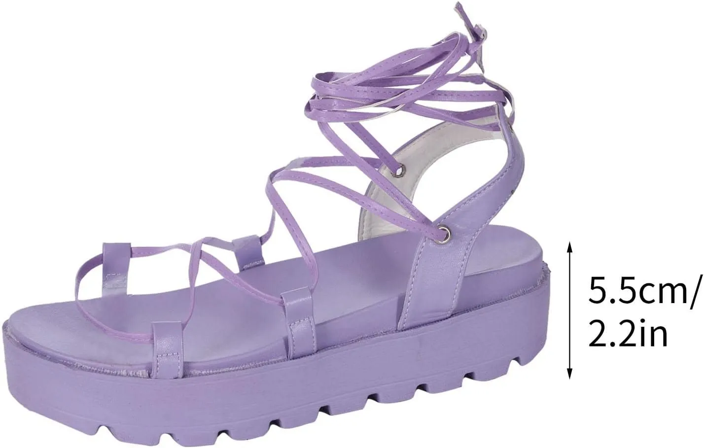 Summer Womens Strappy Platform Sandals Fashion Casual Cross Straps Lace Up Open Toe Non-Slip Sandals Comfortable Outdoor Ladies Shoes Sandalias